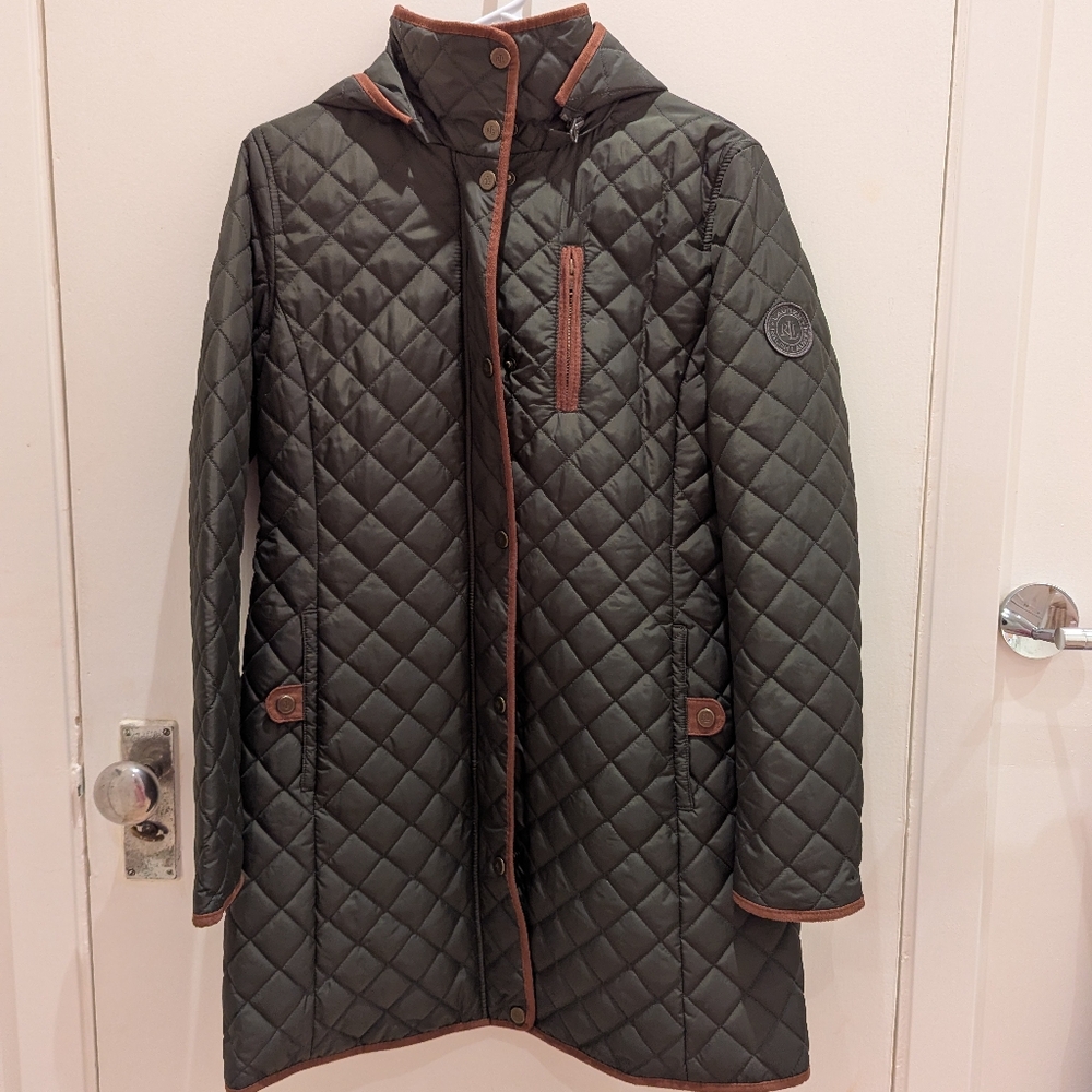 Women's Faux Suede-Trim Quilted Coat